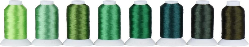 simthread Green Embroidery Thread – 8 Shades Compatible with Brother Colors, 550 Yards Each, 40WT Polyester, for Brother, Babylock, Janome, Singer & Other Machines - Image 2